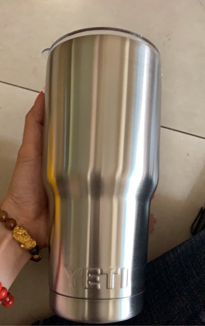 Ly giữ nhiệt tặng túi và ống hút màu inox trơn chữ nổi yeti | BigBuy360 - bigbuy360.vn