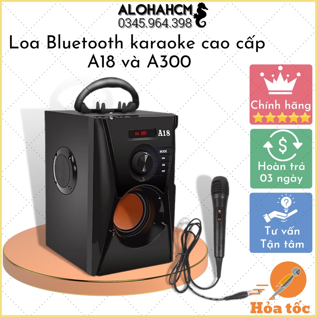 Loa Bluetooth A18 và A300 Hozito Cao Cấp, Loa Karaoke Công Suất Lớn Kèm Micro, Điều Khiển Và Dây Sạc, Âm Thanh Sống Động