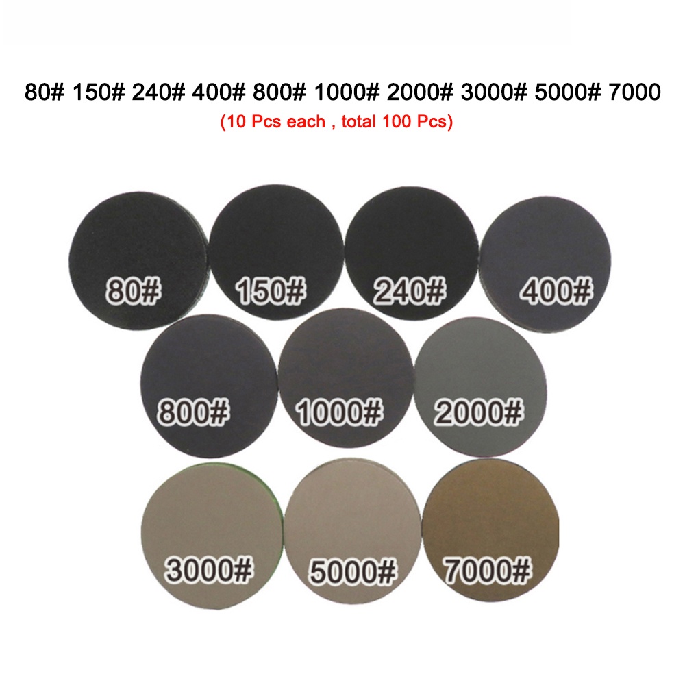 Set 100 Giấy Nhám Hình Tròn 2Inch 50mm Tự Dính Chống Thấm Nước 80-7000