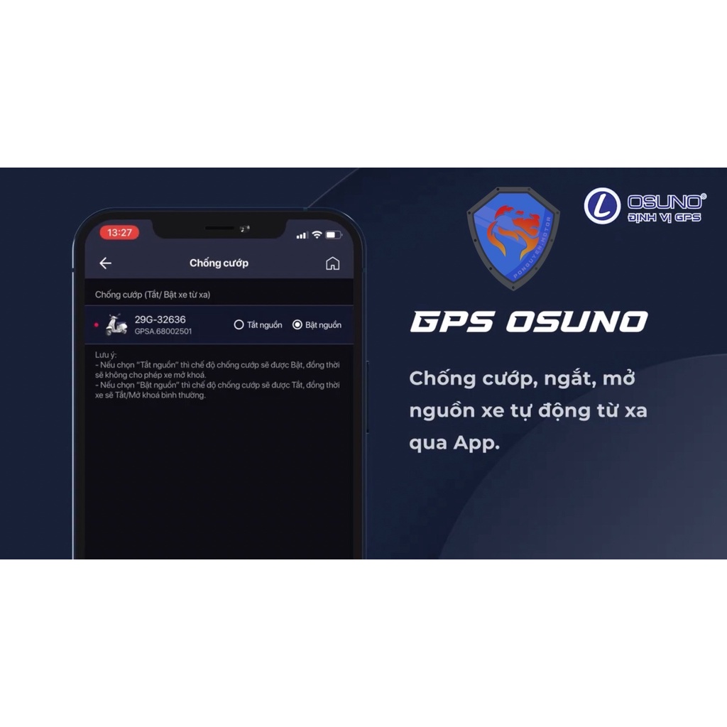 BỘ ĐỊNH VỊ GPS VÀ CHỐNG CƯỚP TỪ XA OSUNO CHO XE MÁY