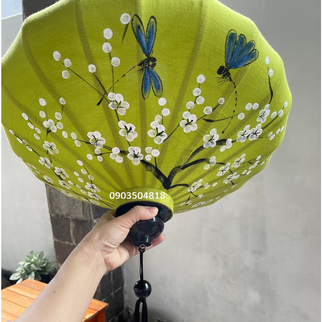 Đèn Lồng Tre Lụa Hội Hội An Vẻ Tranh Thủ Công Hình Đĩa Bay Size 50cm. Đèn Ngủ, Đèn Trần, Trang Trí Nhà Cửa...