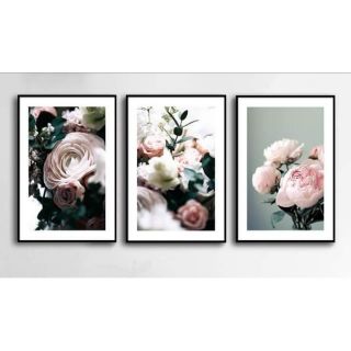 Tranh canvas flower bộ 3 tranh 40x60 kèm khung
