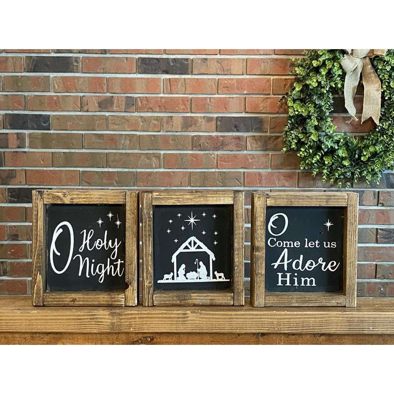 Tranh gỗ Handmade Chúa giáng sinh trang trí Noel, decor Vinatge