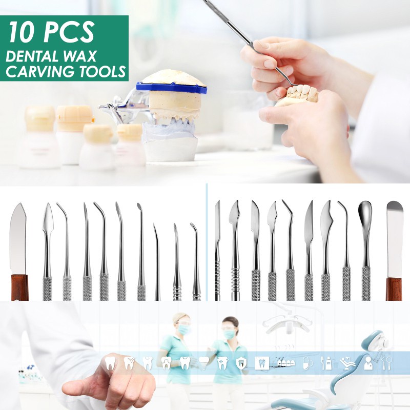 [Hàng mới về] Set 10 dụng cụ vệ sinh nha khoa bằng thép không gỉ chất lượng cao tiện dụng