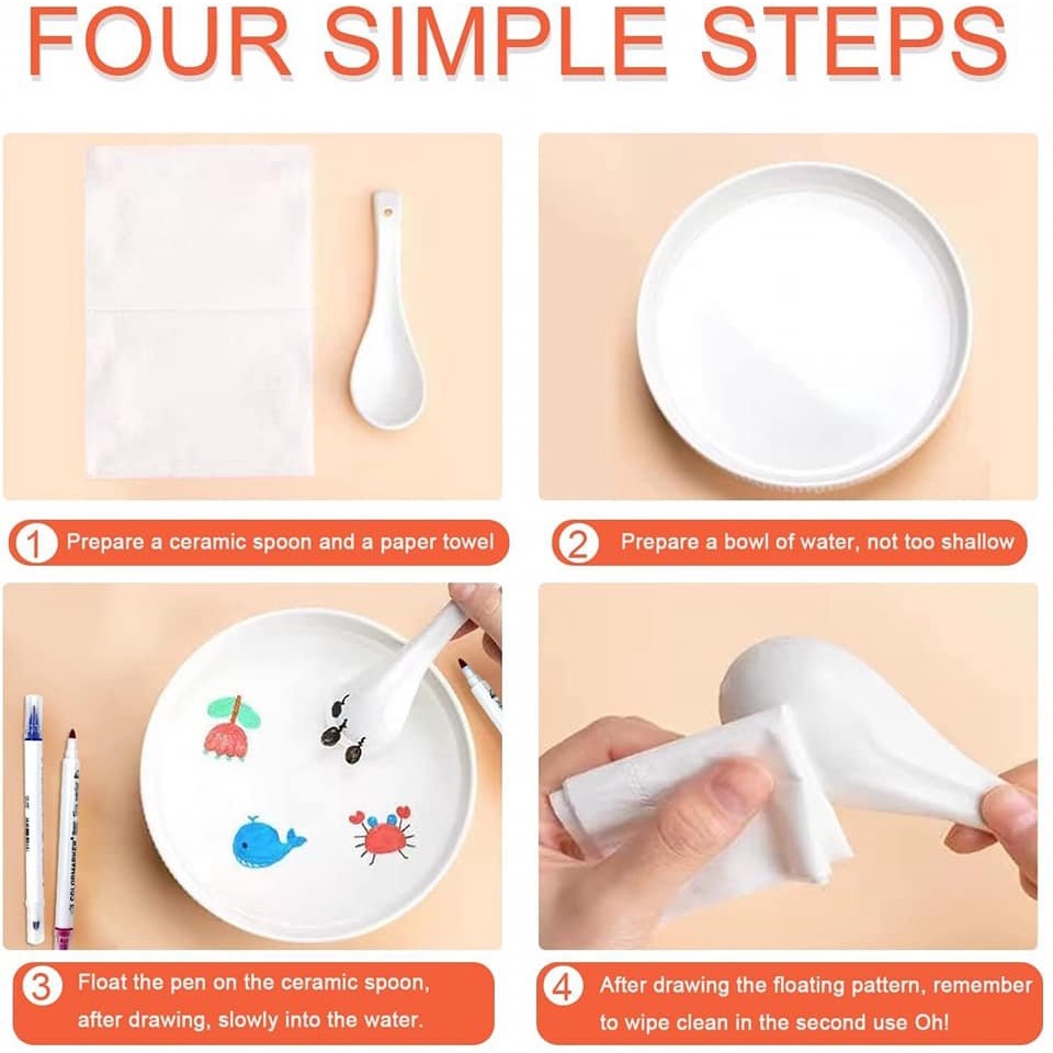 Set 12 bút vẽ nước ma thuật vẽ hình nổi trên mặt nước, dùng được trên bảng trắng