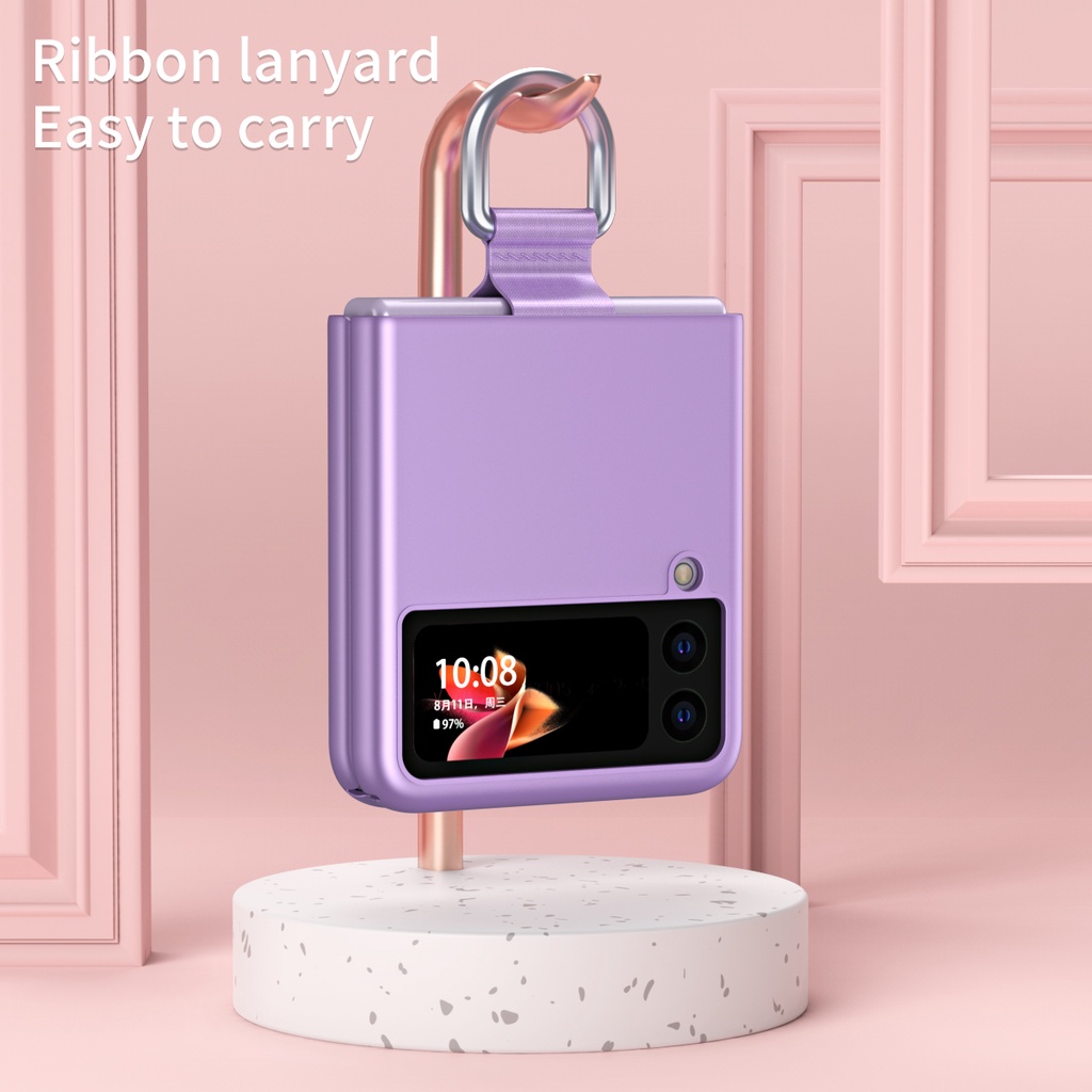 Ốp điện thoại PC cứng siêu mỏng với móc treo dành cho Samsung Galaxy Z Flip 3 5G Z Flip3 ZFlip3