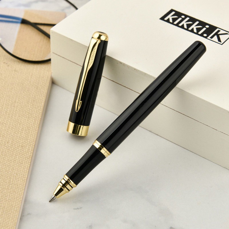 Luxury Metal Signature Ballpoint Pen Black Ink Business Writing Office Supplies