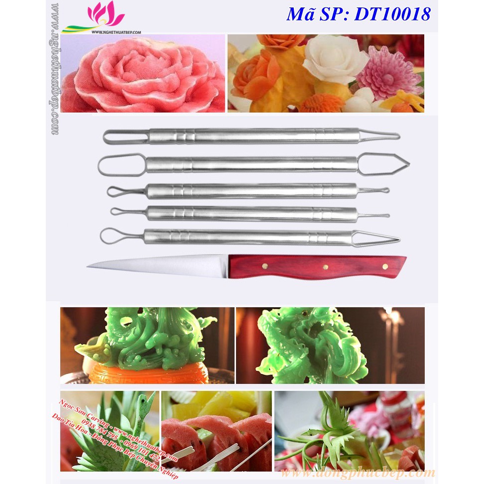bộ cạo vỏ dưa hấu - cạo vỏ dưa tết - dao tỉa hoa DT10018-1