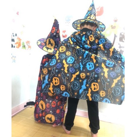 Bộ đồ chơi áo choàng mũ halloween phù thuỷ mẫu mới 2020 tặng kèm quả bí ngô cho bé