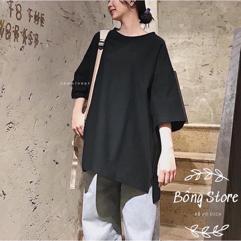 [Mã SKAMSALE10 giảm 10% đơn 200K] [Rẻ Vô Địch] Áo Phông Trơn Dáng Rộng Xẻ Vạt Unisex _ BỐNG STORE