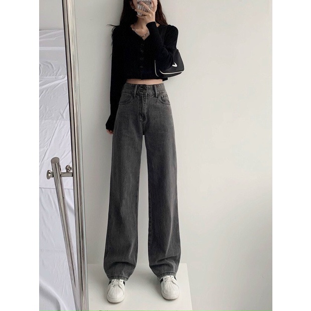 Quần Jeans Ống Suông Rộng Nữ cạp cao siêu tôn dáng Kanimi - QJ03 | BigBuy360 - bigbuy360.vn