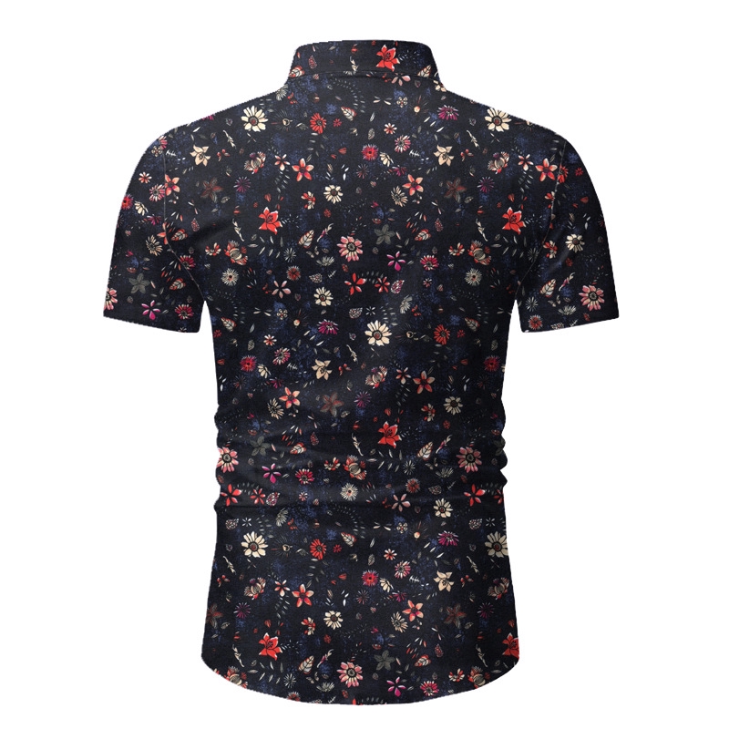 Foreign Trade Instant Selling Amazon's New Summer Men's Beach Shirt Hawaii short-sleeved Flower Shirt Men's HZ49