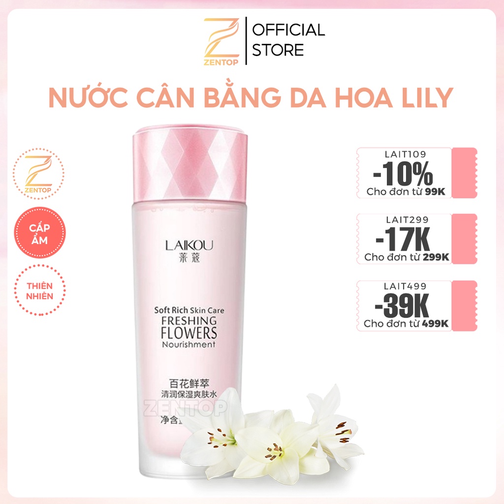 Nước hoa hồng chiết suất hoa anh đào Laikou dưỡng ẩm sạch sâu toner dưỡng da Zentop