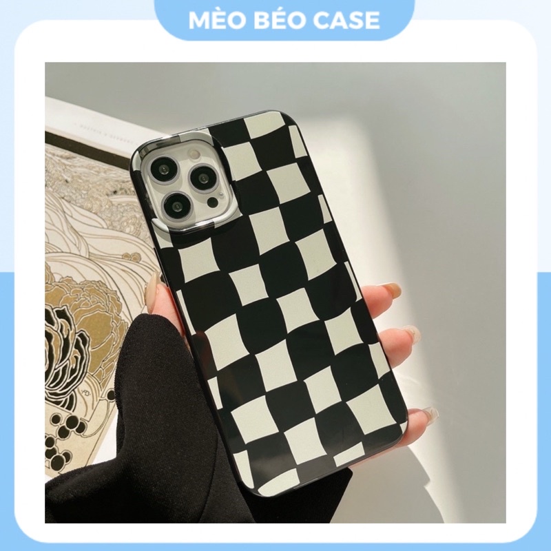 (SIÊU RẺ) Ốp lưng Iphone Caro đen trắng méo 6/6plus/6s/6splus/7/7plus/8/8plus/x/xr/xs/11/12/13/pro/max/plus/promax