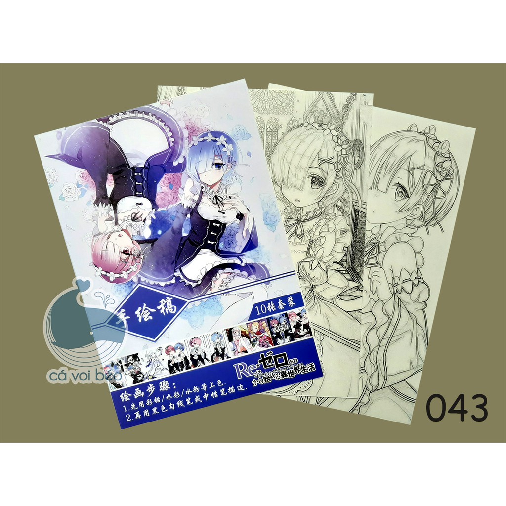 [SALE GIÁ XƯỞNG] Tập bản thảo Re zero Ram Rem tranh phác họa, tô màu anime manga