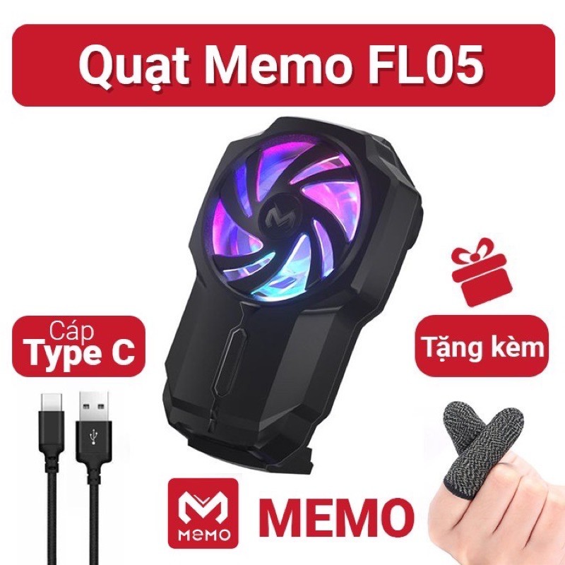 Quạt tản nhiệt MEMO FL-05 pin 3-4 tiếng, đèn Led RBG đổi màu cực chất