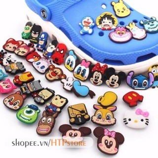 Stickers Jibbitz cho dép sục Crocs Duet Sport nút gắn 2D trên dép bít đầu