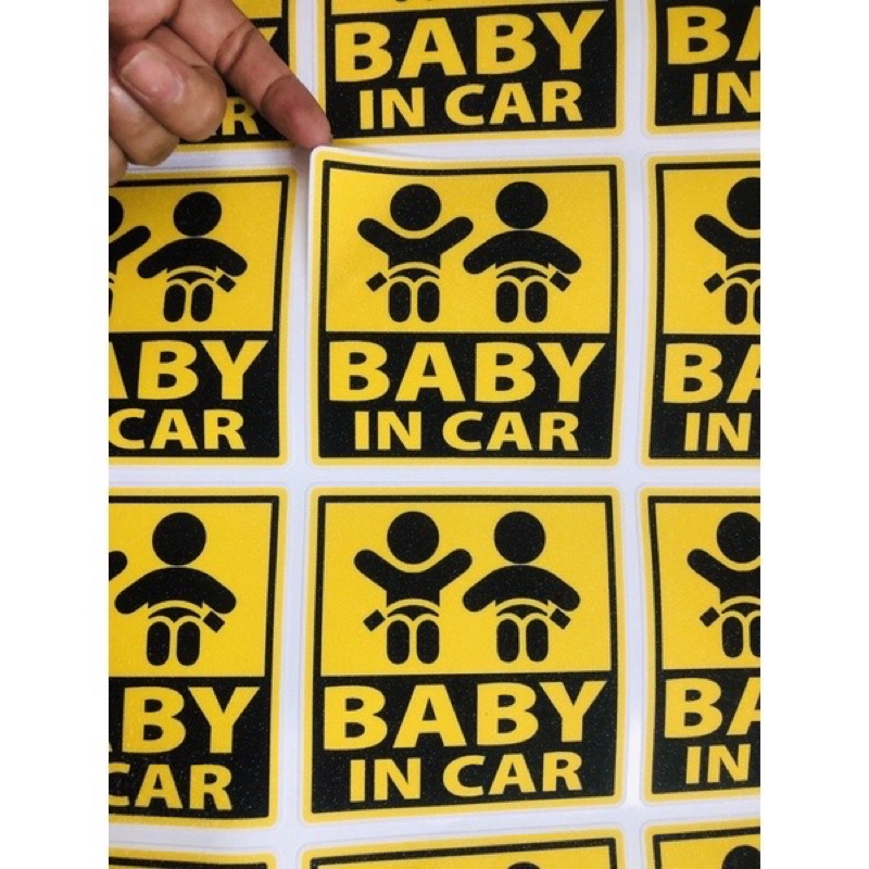 Combo 2 logo Sticker 10cm x 10cm Baby In Car cho xe ô tô