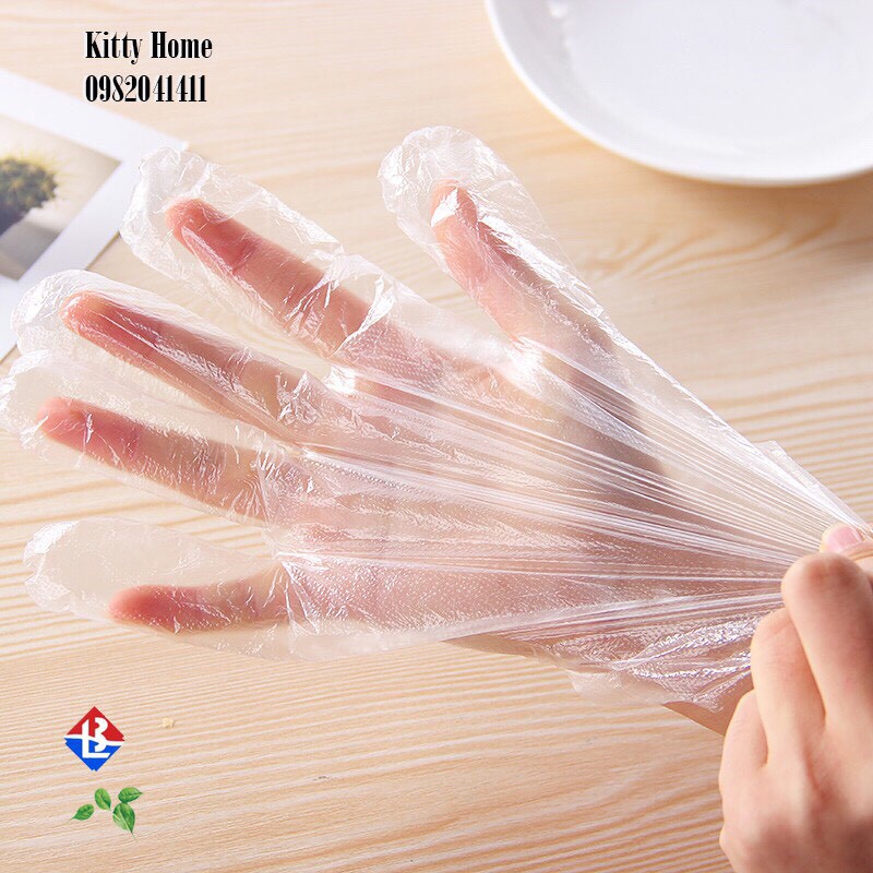 Găng tay nilon an toàn thực phẩm bao tay dùng trong nấu ăn, hóa phẩm hộp 100c