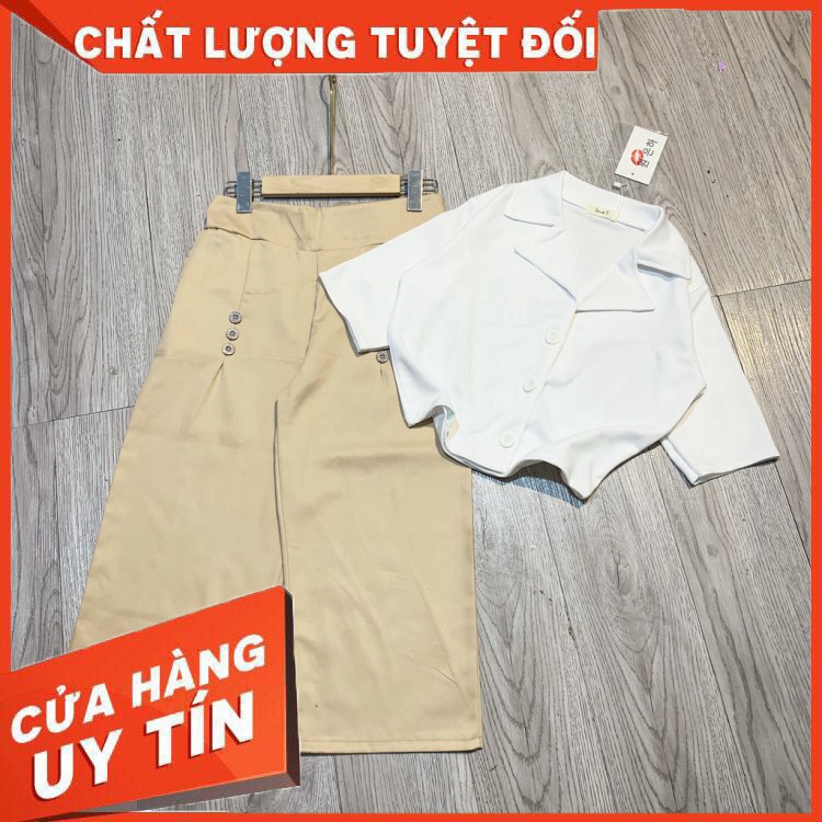 SET ÁO VEST CROPTOP 🎯FREESHIP️🎯 Bộ áo vest lửng mix quần kaki tuyết mưa dịu dàng - Hàng nhập khẩu