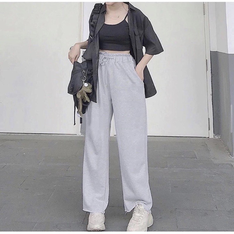 Quần ỐNG RỘNG Cắt Rách Unisex_Quần Culottes Cạp Chun