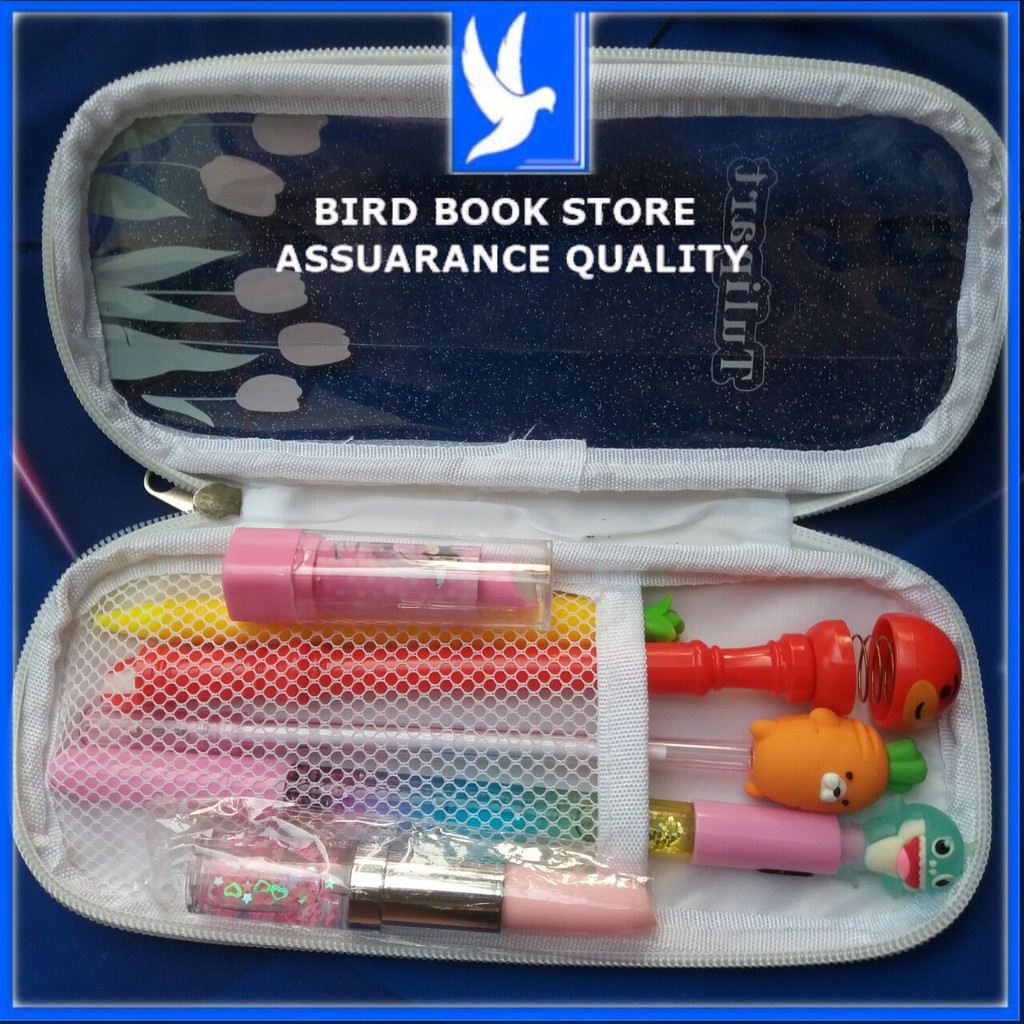 Túi đựng bút có ngăn tiện dụng 𝑭𝒓𝒆𝒆𝒔𝒉𝒊𝒑 Hộp bút trong suốt nhiều ngăn Bird Book