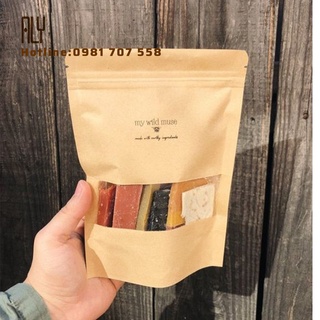 Túi zip giấy kraft 20x30, túi zip đáy đứng có cửa sổ - chống thấm nước _aly