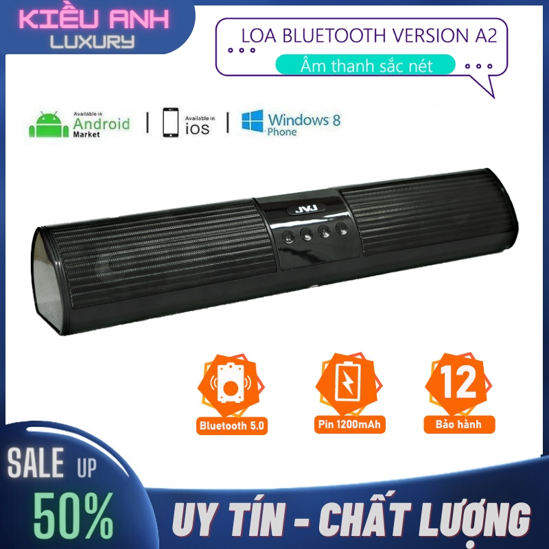 Loa Bluetooth Speaker A2 Dáng Dài Sang Trọng 2 Loa Cực Đỉnh, Hỗ Trợ Thẻ Nhớ, USB, Đài FM, Jack Cắm 3.5 - Bảo Hành 1 Năm