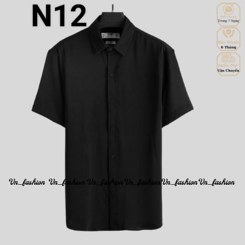 Áo sơ mi ngắn công sở hàn quốc nam đẹp Cộc Tay Đen, Trắng Vn_fashion