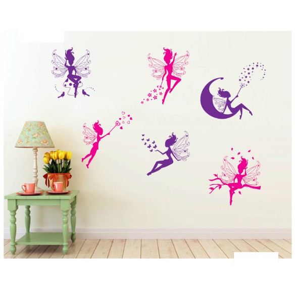 Decal trang trí tường - Cô Gái Thiên Thần Hồng Đen