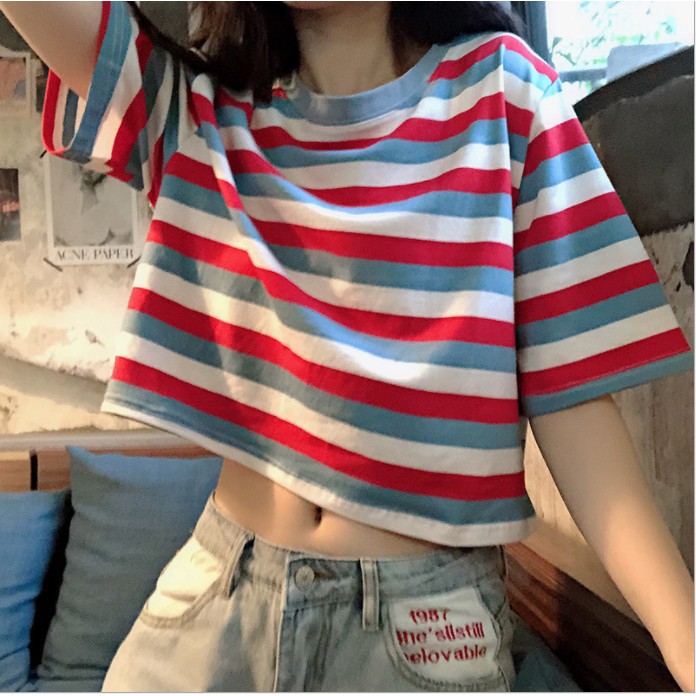 ÁO CROPTOP KẺ TĂM HOT TREND