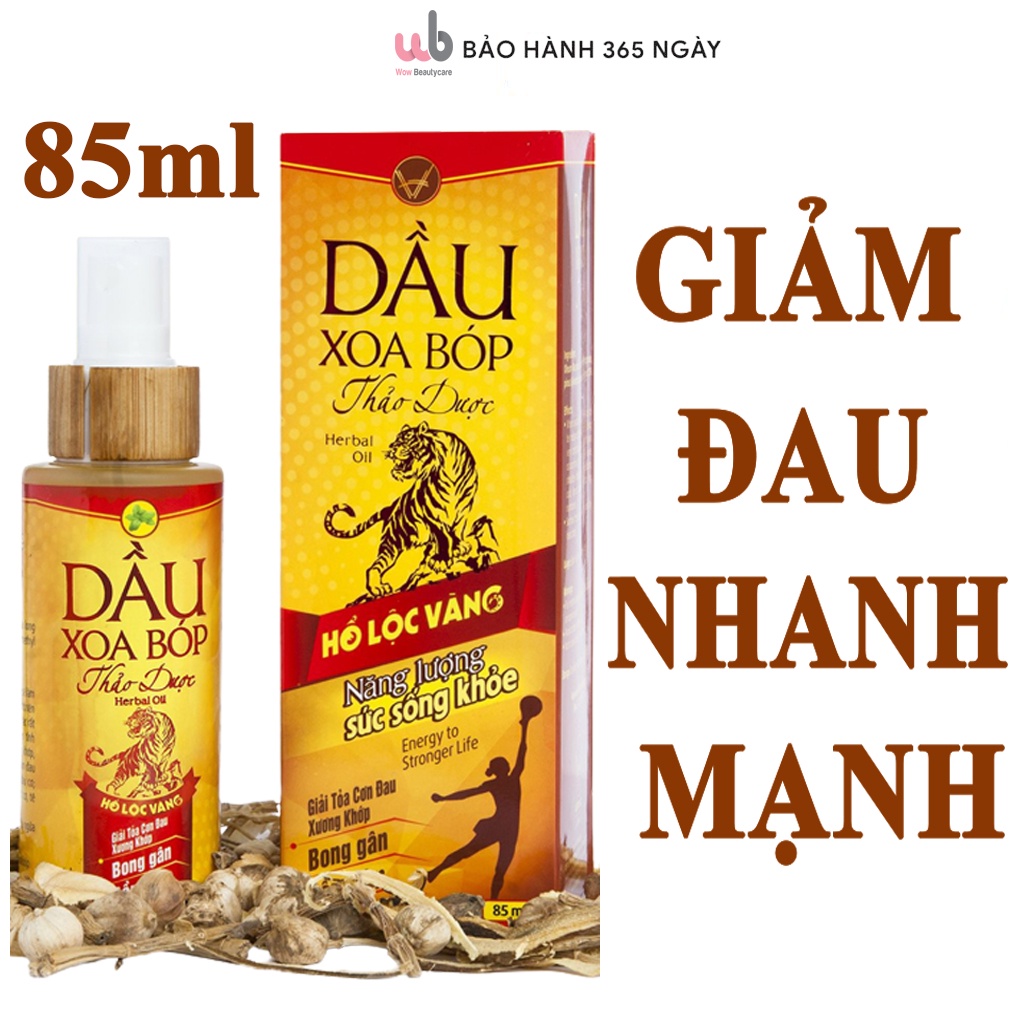 Dầu Xoa Bóp Thảo Dược Hổ Lộc Vàng[Chính Hãng],gồm 2 dung tích:Chai 85ml,chai 45ml,Dầu Nóng Nhanh,Dễ Chịu,Giúp Giảm Đau