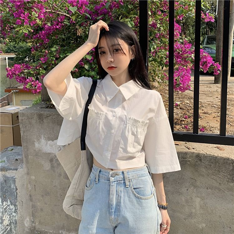Áo Sơ Mi Mỏng Ngắn Phong Cách Hàn Quốc Mới Mùa Hè