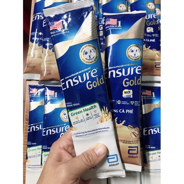 Combo 10 gói sữa Ensure Glold Hương vani  60,6g mỗi gói date 5/2025
