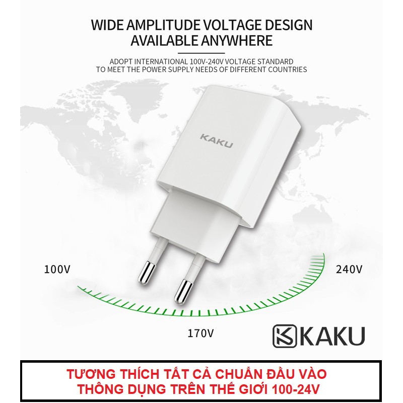 Cốc sạc nhanh KAKU - Chuẩn QUICK CHARGE 3.0A 18W - sạc chống cháy cách nhiệt - Củ sạc nhanh cục sạc nhanh