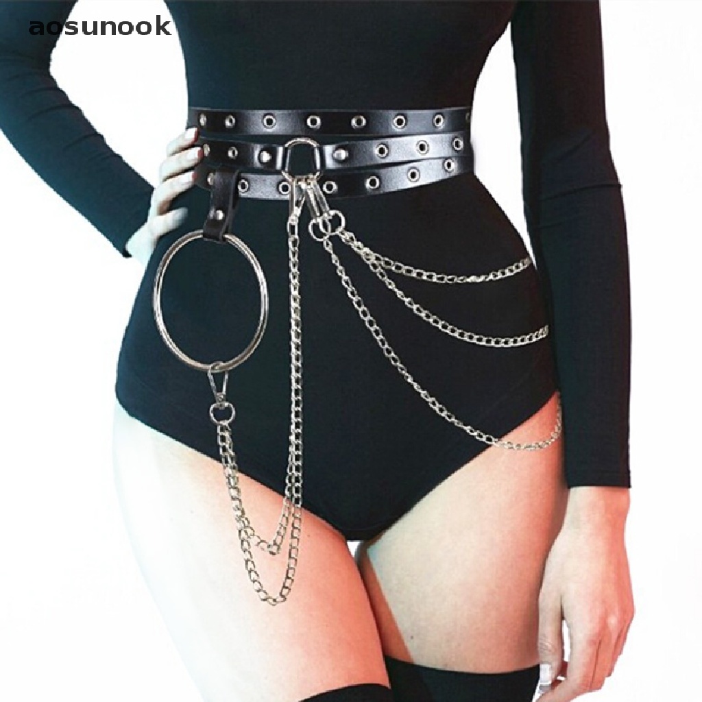 Thắt lưng nữ garter dây xích buộc eo phối da giả phong cách Punk