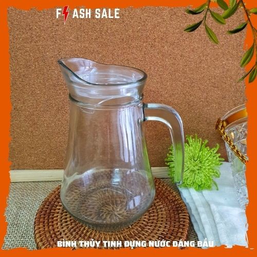 [ Tặng Thêm 1 Cái Cùng Loại Khi Mua 10 Cái] Bình Thủy Tinh Đựng Nước 1000ml Dáng Bầu Hàng Indo- Hàng Sẵn Tại Kho