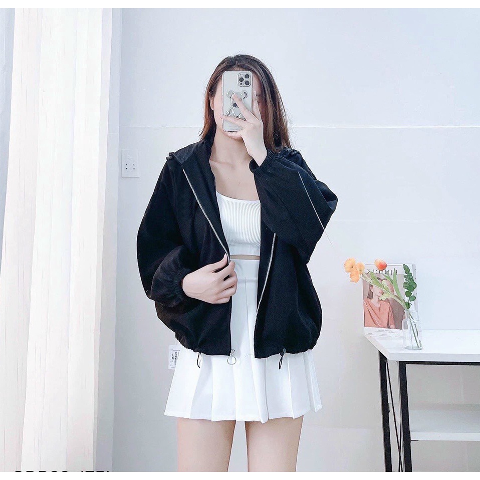 Áo khoác basic trơn phom rộng chất da lộn siêu đẹp, áo khoác 2 lớp có mũ trùm đầu