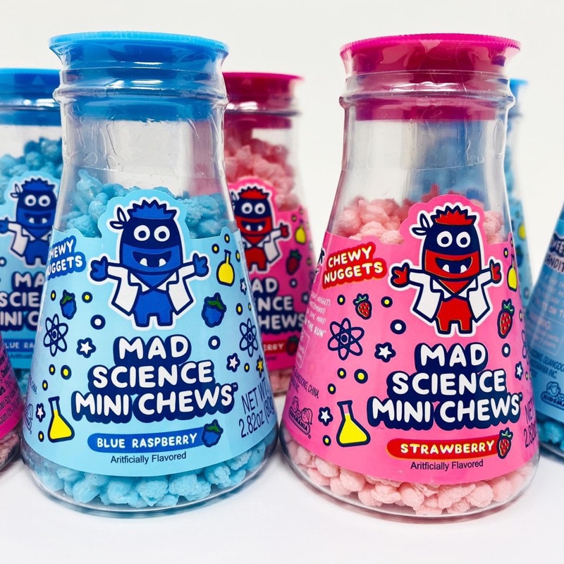 KẸO MAD SCIENCE MINI CHEWS VỊ DÂU TÂY/ MÂM XÔI XANH 90G/ KẸO TRẺ EM