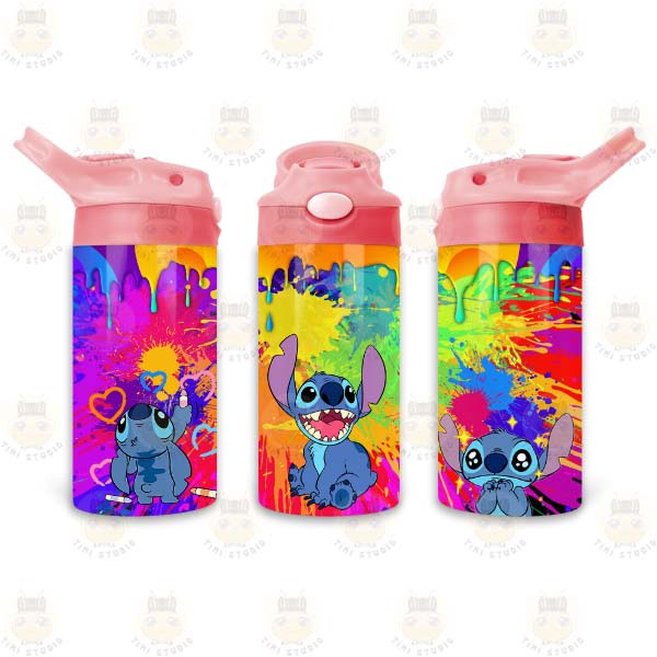 Bình Uống Nước Giữ Nhiệt Cho Bé Có Ống Hút Hình Lilo &amp; Stich - Tỉ Mỉ Studio