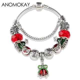 Vòng tay chuỗi hạt đỏ phối chuông phong cách giáng sinh dễ thương xinh xắn cho nữ