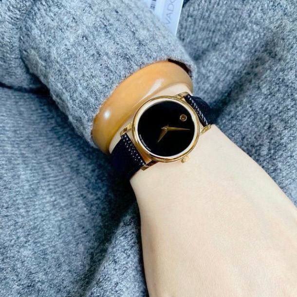 ♟Đồng hồ Nam (nữ) Movado dây da cao cấp, kinh chống xước