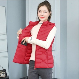 Áo phao gile nữ không tay có mũ và túi trong áo Giáng My Shop