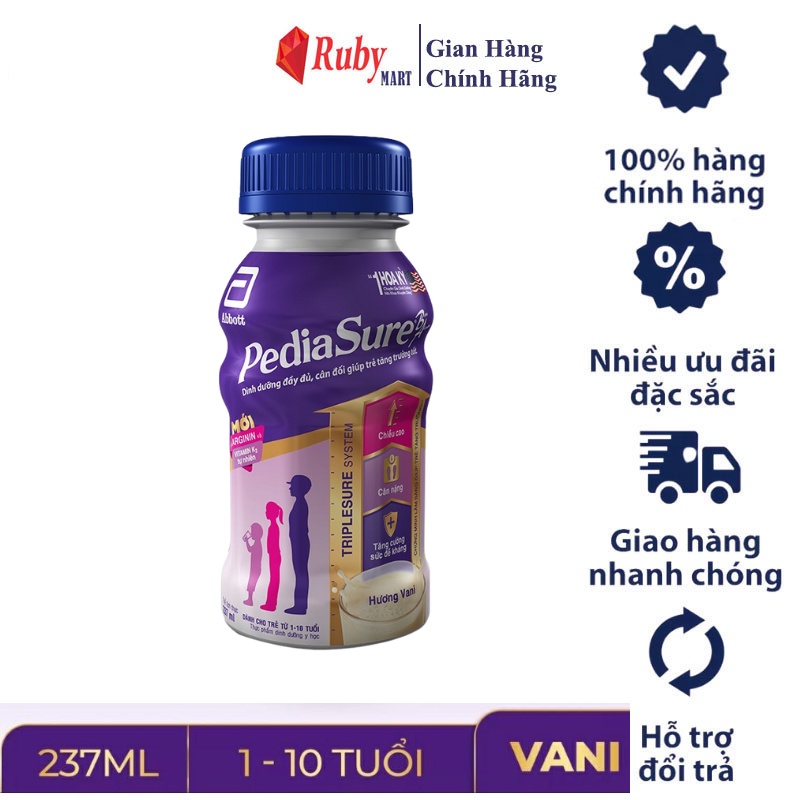 [Date T5/24] Thùng 24 chai Sữa Pediasure pha sẵn 237ml vani