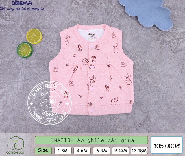 Áo gile 2 lớp cài giữa Dokma cotton 100% DMA218