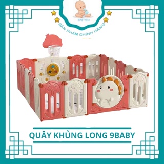 SIÊU SALE !!! Bộ quây cũi gấp gọn hình khủng long 9BABY MÀU ĐỎ