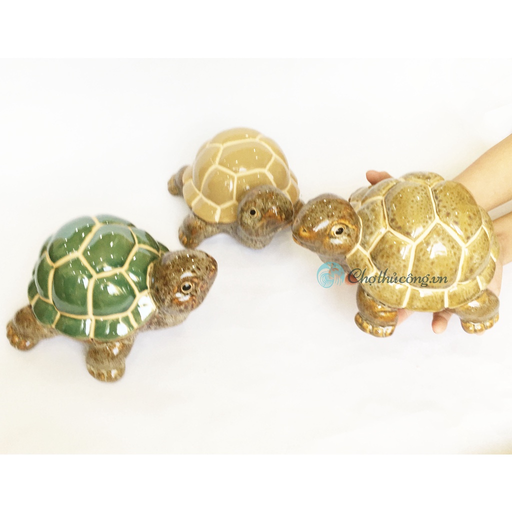 Tượng rùa gốm sứ tráng men size lớn - Tượng trang trí, decor sân vườn