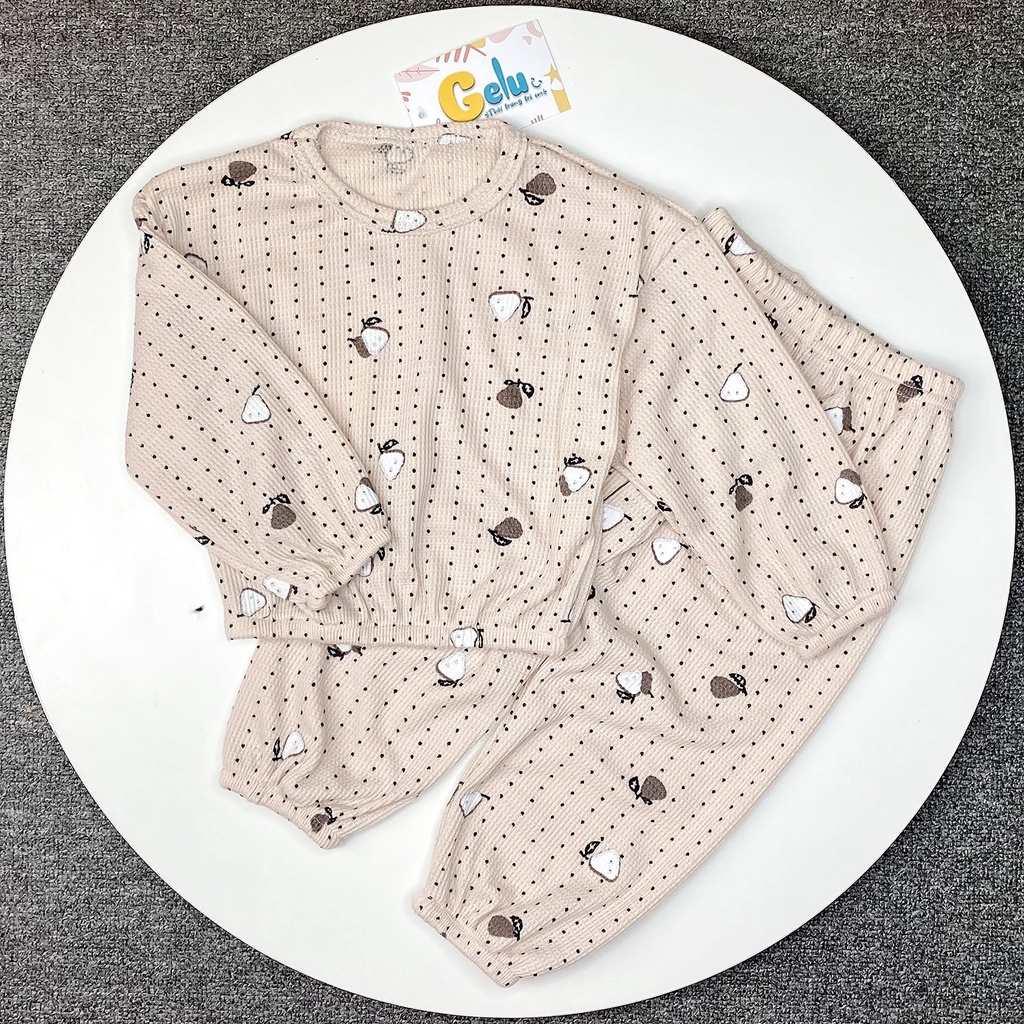 Bộ thu đông cho bé, Bộ quần áo dài tay chất liệu cotton tổ ong mềm mịn dành cho bé từ 8-22kg - Gelukids