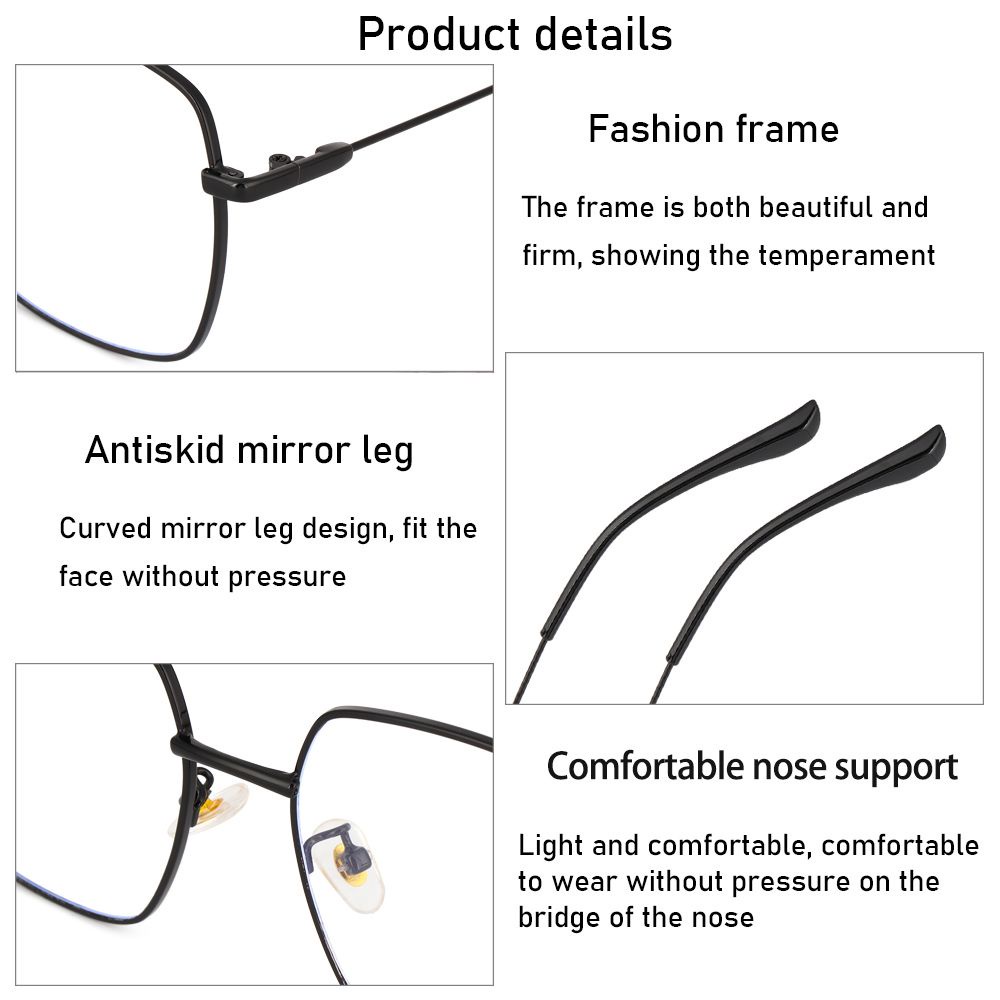 Mắt kính gọng vuông bản to chống ánh sáng xanh phong cách thời trang cho nữ