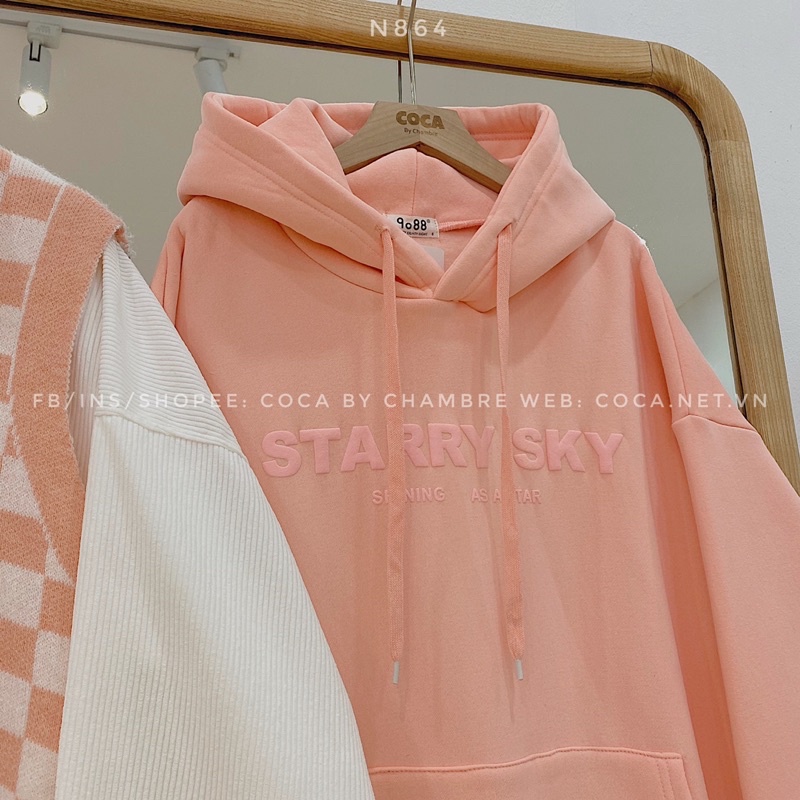 [N864]🍑 Áo HOODIE nỉ bông dày mũ 2 lớp STARRY SKY form rộng (Có sẵn/ảnh thật) | BigBuy360 - bigbuy360.vn